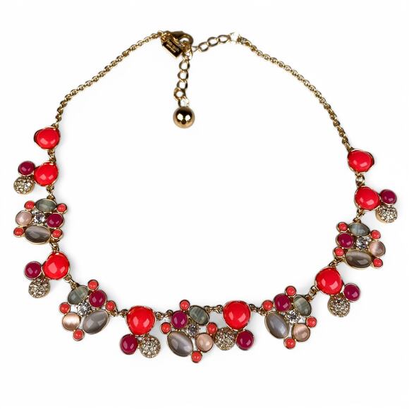 Kate Spade New York Bashful Blossom Statement Necklace Rhinestone Coral Pink - Picture 6 of 10
